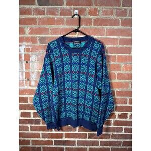 Vintage 90s Christian Dior Monsieur Geometric Sweater Fun Design Adult Size XL
